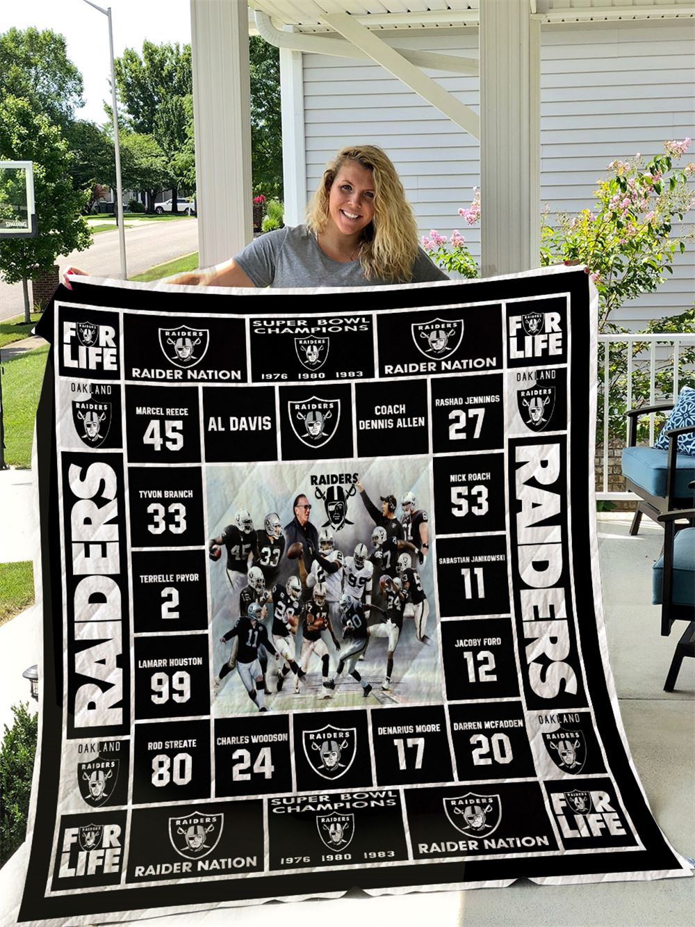 Oakland Raiders Quilt Blanket I1d1