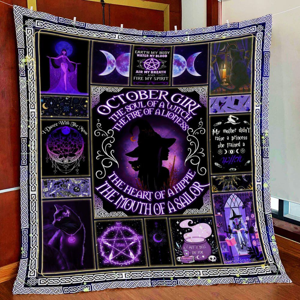 October Witch Girl Quilt Blanket