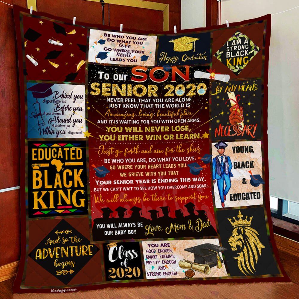 Our Son Senior 2020 Black Man Congratulation Quilt Blanket