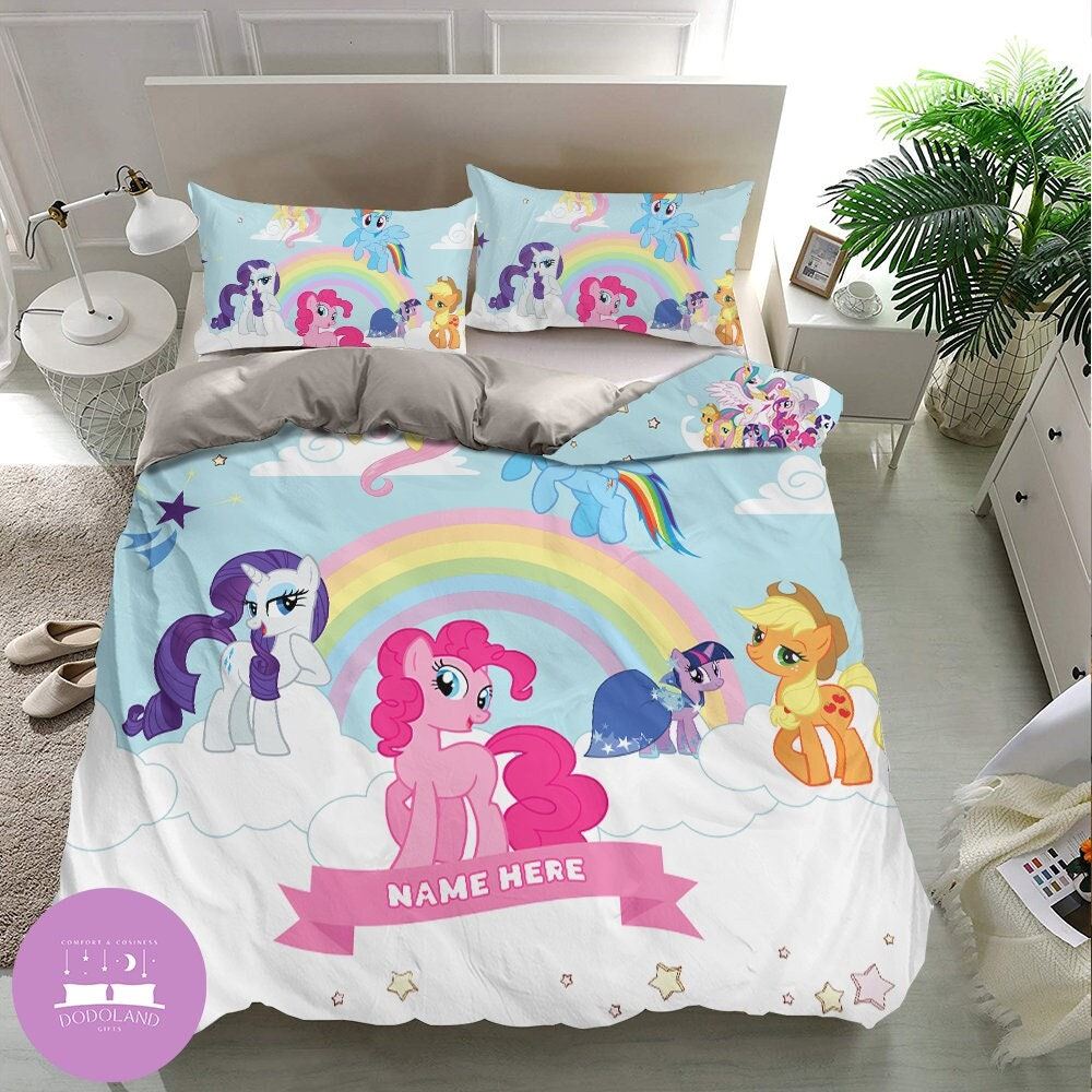 Peronalized My Little Pony Bedding Set Duvet Cover And Pillowcase My Little Pony Fleece Blanket My Little Pony Birthday Theme Party