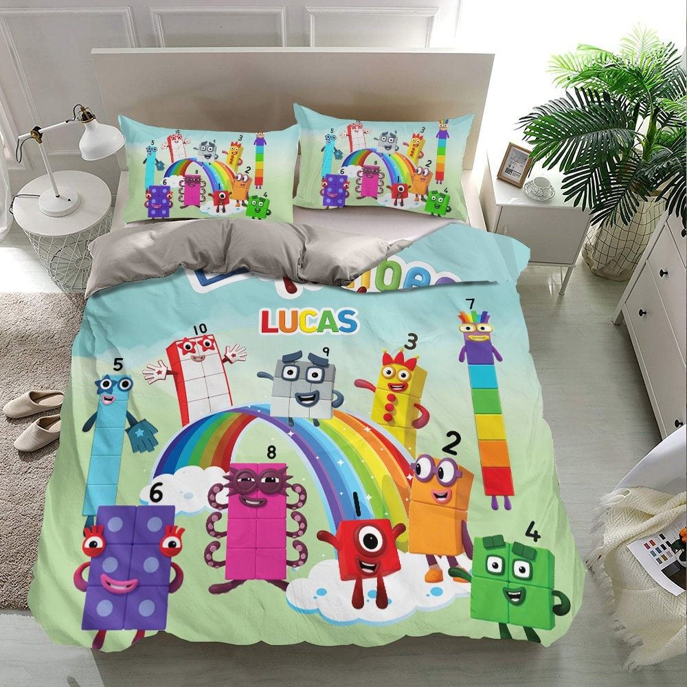 Peronalized Numberblocks Bedding Set Duvet Cover And Pillowcase Numberblocks Blanket Numberblocks Birthday Gifts Numberblocks Gifts