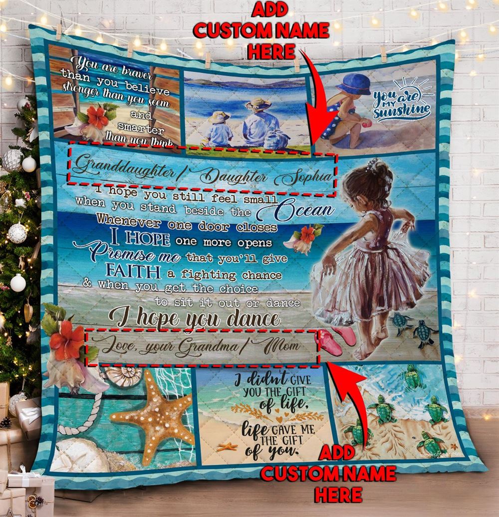 Personalized Baby Girl Beach Life Quilt Blanket