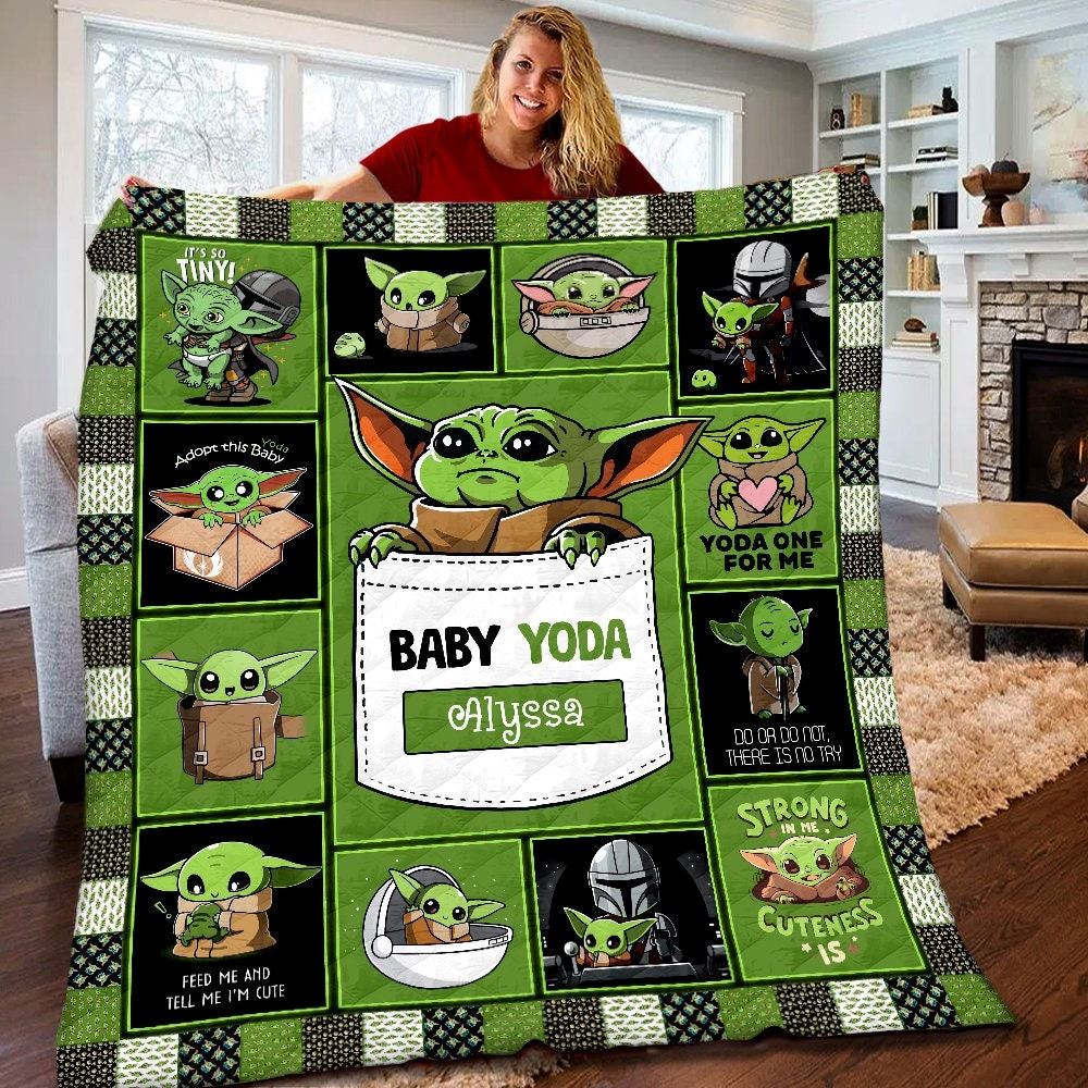 Personalized Baby Yoda Grogu Quilt Grogu Baby Yoda Fleece Blanket Star Wars Baby Yoda Birthday Gifts Baby Yoda Christmas Gift For Kids 5jb3k