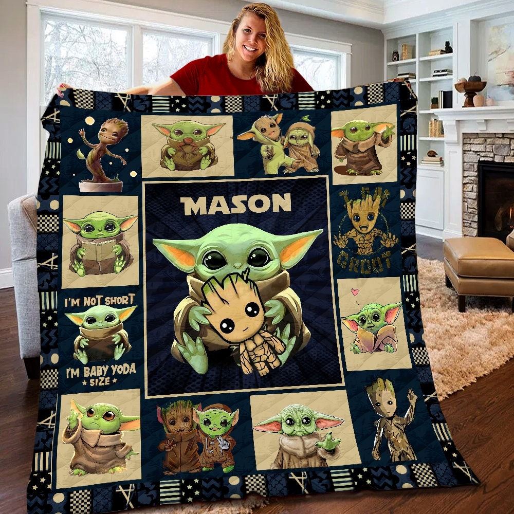 Personalized Baby Yoda Grogu Quilt Grogu Baby Yoda Fleece Blanket Star Wars Baby Yoda Birthday Gifts Baby Yoda Christmas Gift For Kids