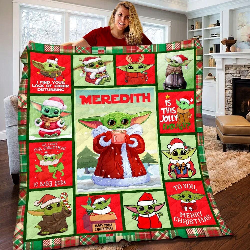 Personalized Baby Yoda Grogu Quilt Grogu Baby Yoda Fleece Blanket Star Wars Baby Yoda Christmas Gifts Grogu Christmas Gift For Kids