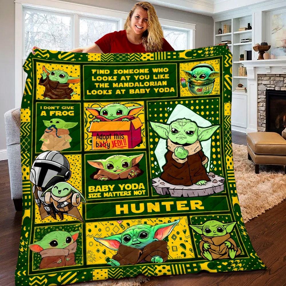 Personalized Baby Yoda Grogu Quilt Grogu Baby Yoda Fleece Blanket Star Wars Baby Yoda Theme Party Baby Yoda Christmas Gift For Kids