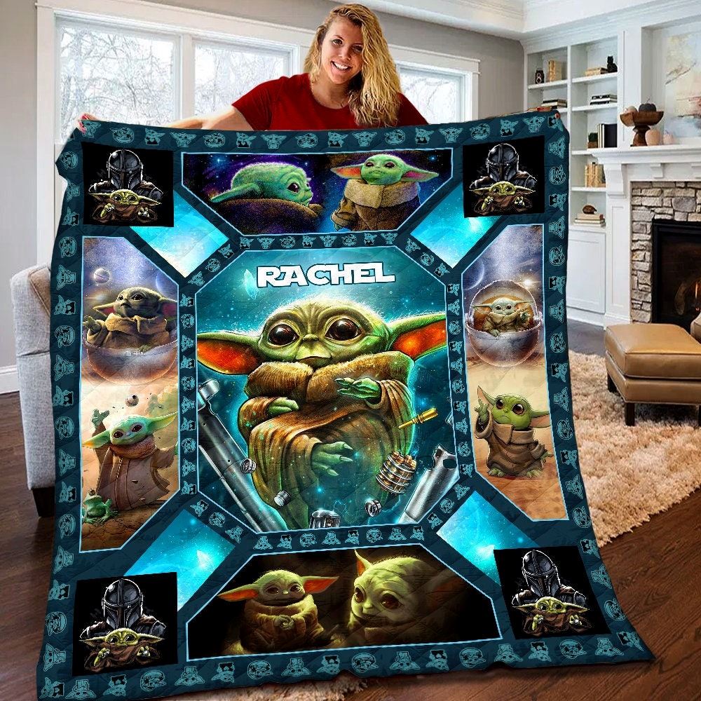 Personalized Baby Yoda Grogu Quilt Grogu Baby Yoda Groot Blanket Star Wars Baby Yoda Birthday Gifts Baby Yoda Christmas Gift For Kids