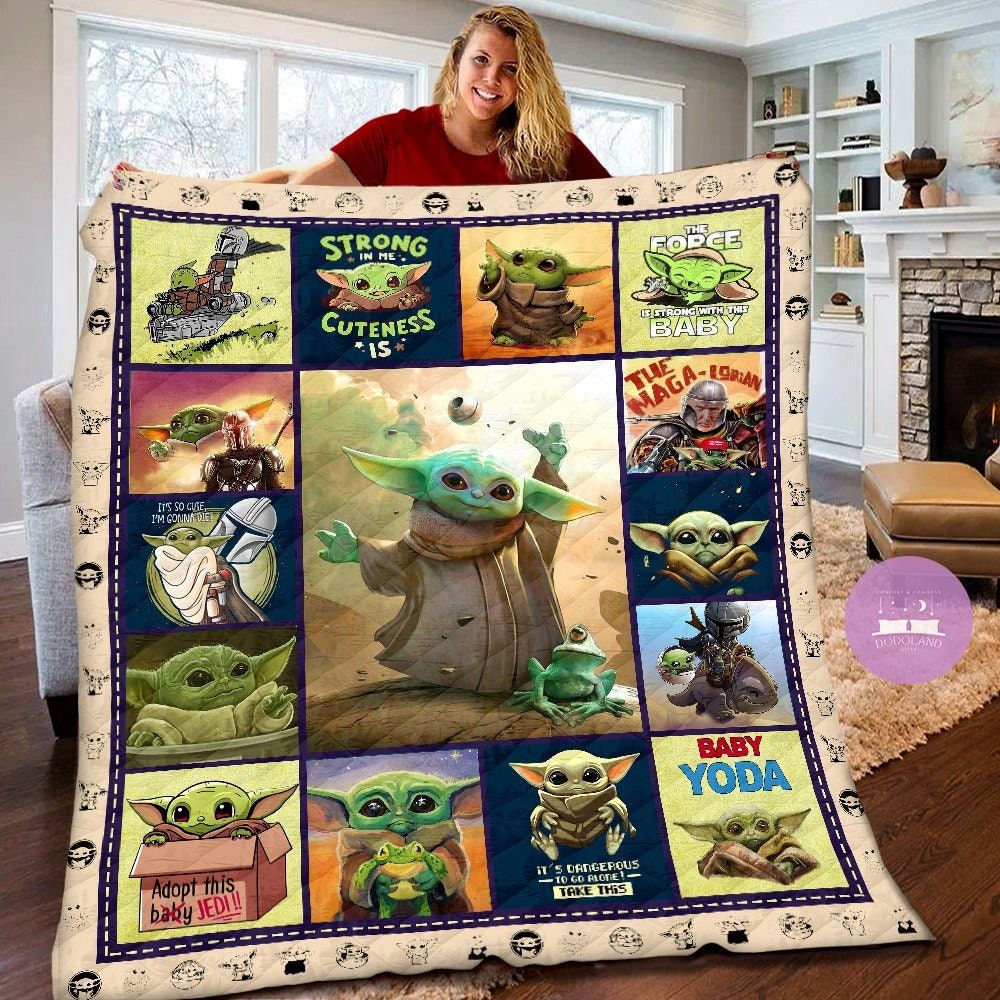 Personalized Baby Yoda Quilt Baby Yoda Fleece Blanket Star Wars Baby Yoda Birthday Gifts Baby Yoda Christmas Gift For Kids