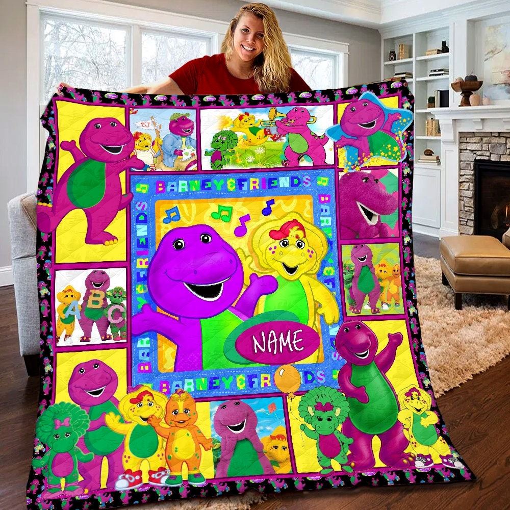 Personalized Barney And Friends Quilt Barney And Friends Fleece Blanket Barney And Friends Birthday Gifts Barney And Friends Fabric