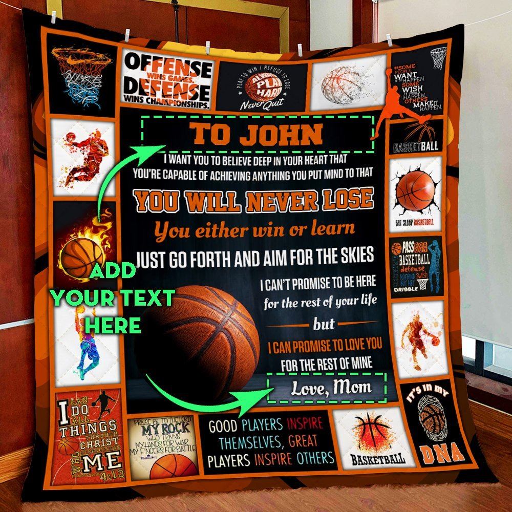 Personalized Basketball Boy Quilt Blanket