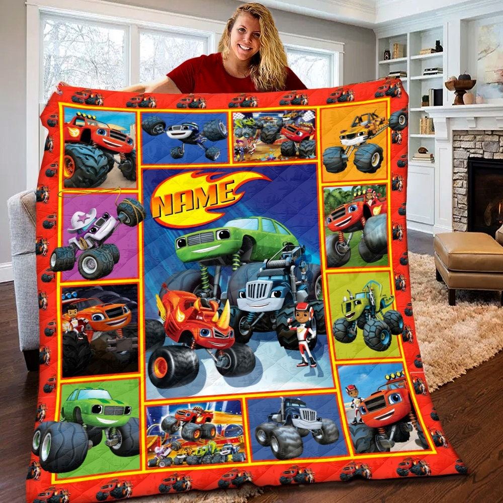 Personalized Blaze And The Monster Machines Quilt Blaze Monster Machines Blanket Monster Truck Birthday Gift Monster Truck Theme Party