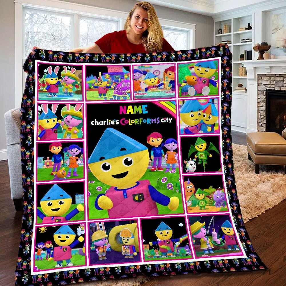 Personalized Charlies Colorforms City Quilt Charlies Colorforms City Blanket Charlies Colorforms City Birthday Gifts Christmas Gifts