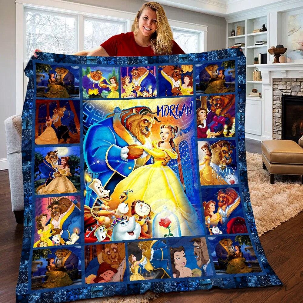 Personalized Disney Beauty And The Beast Quilt Disney Princess Blanket Disney Belle Princess Birthday Gifts Christmas Gifts For Kids 3rpu0