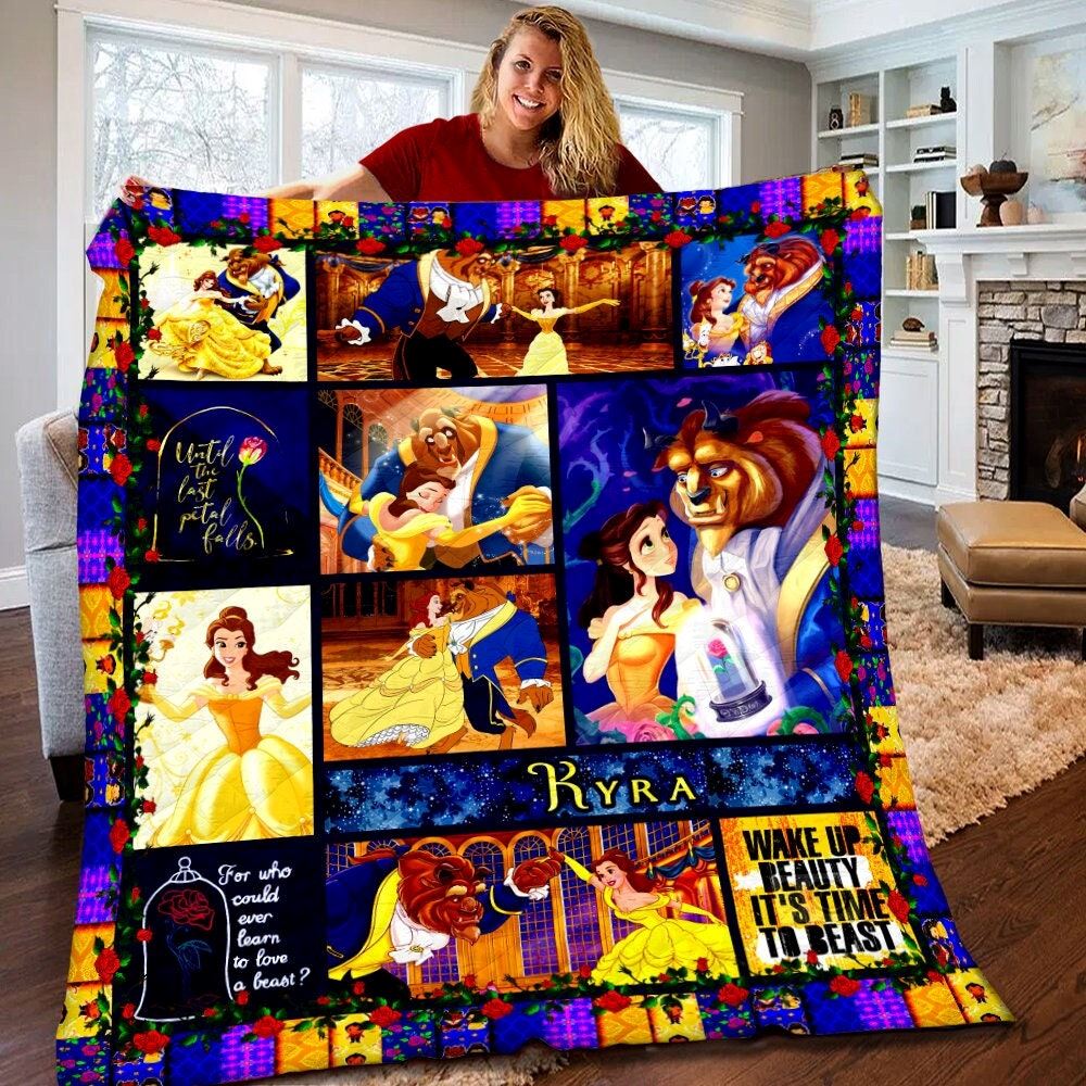 Personalized Disney Beauty And The Beast Quilt Disney Princess Blanket Disney Belle Princess Birthday Gifts Christmas Gifts For Kids F8s0l