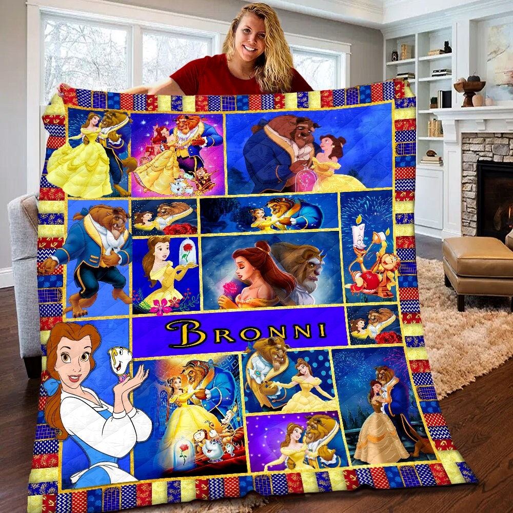 Personalized Disney Beauty And The Beast Quilt Disney Princess Blanket Disney Belle Princess Birthday Gifts Christmas Gifts For Kids