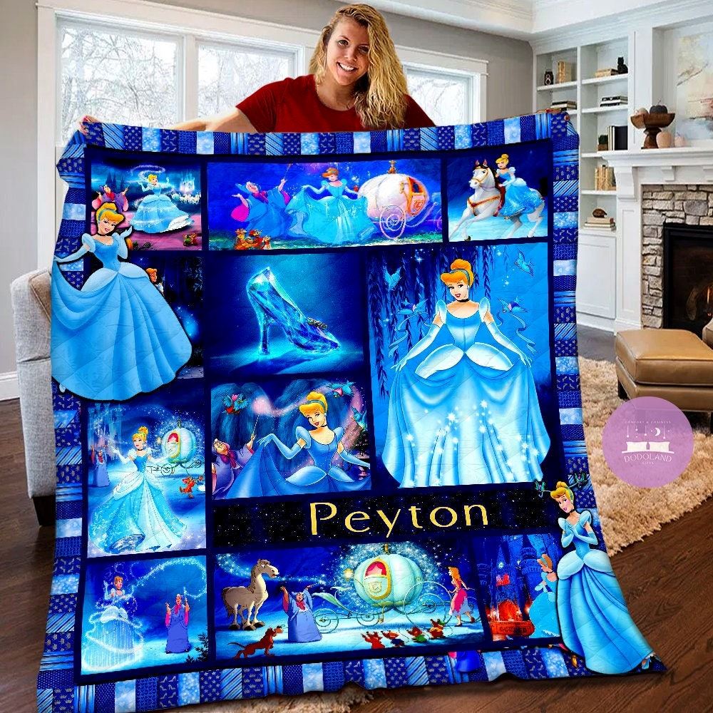 Personalized Disney Cinderella Quilt Disney Cinderella Princess Fleece Blanket Disney Cinderella Princess Birthday Theme Party