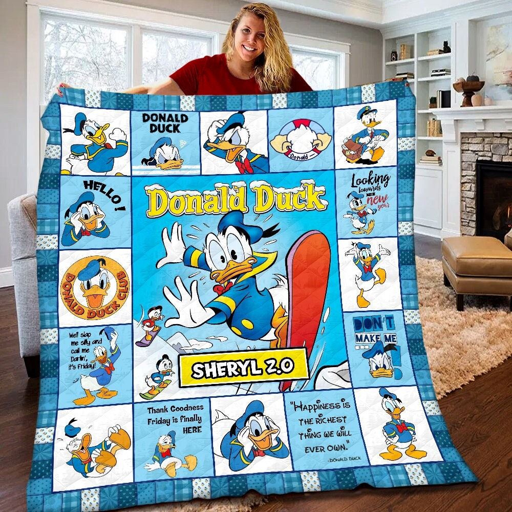 Personalized Disney Donald Duck Blanket Donald Duck Quilt Disney Donald Duck Birthday Theme Party Donald Duck Christmas Gift For Kids