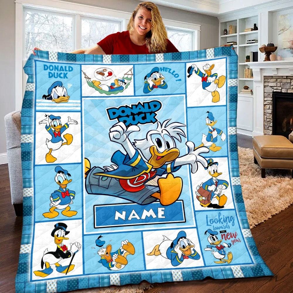 Personalized Disney Donald Duck Quilt Donald Duck Blanket Disney Donald Duck Birthday Theme Party Donald Duck Christmas Gift For Kids