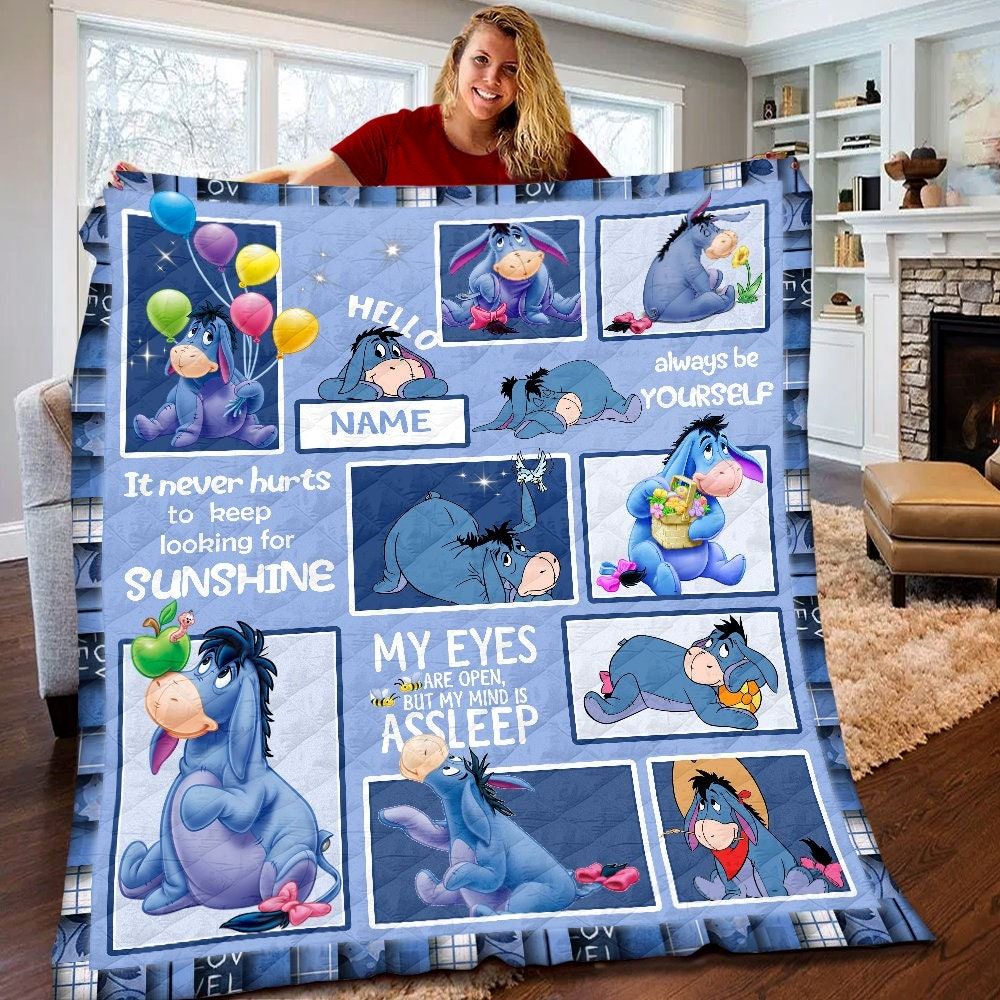 Personalized Disney Eeyore Quilt Eeyore Fleece Blanket Winnie The Pooh Eeyore Birthday Gifts Eeyore Christmas Gifts For Kids