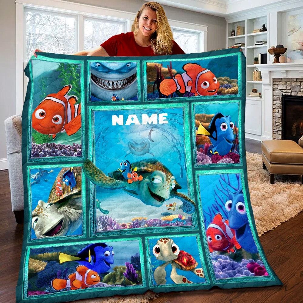 Personalized Disney Finding Nemo Quilt Finding Nemo Fleece Blanket Walt Disney Birthday Gifts Nemo Dory Christmas Gift For Kids