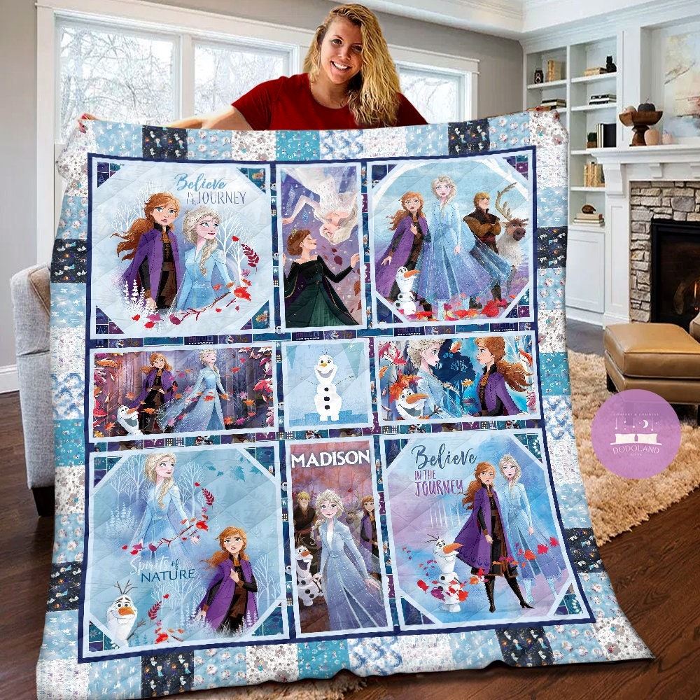 Personalized Disney Frozen Quilt Blanket Frozen Fleece Blanket Disney Frozen Elsa Anna Birthday Gifts Christmas Gifts For Kids