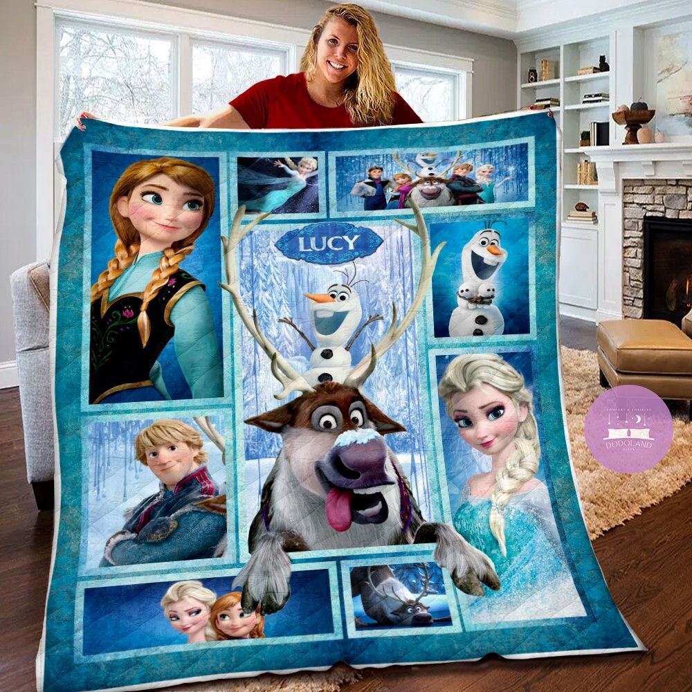 Personalized Disney Frozen Quilt Disney Frozen Fleece Blanket Disney Elsa Anna Birthday Gifts Elsa Anna Christmas Gifts For Kids