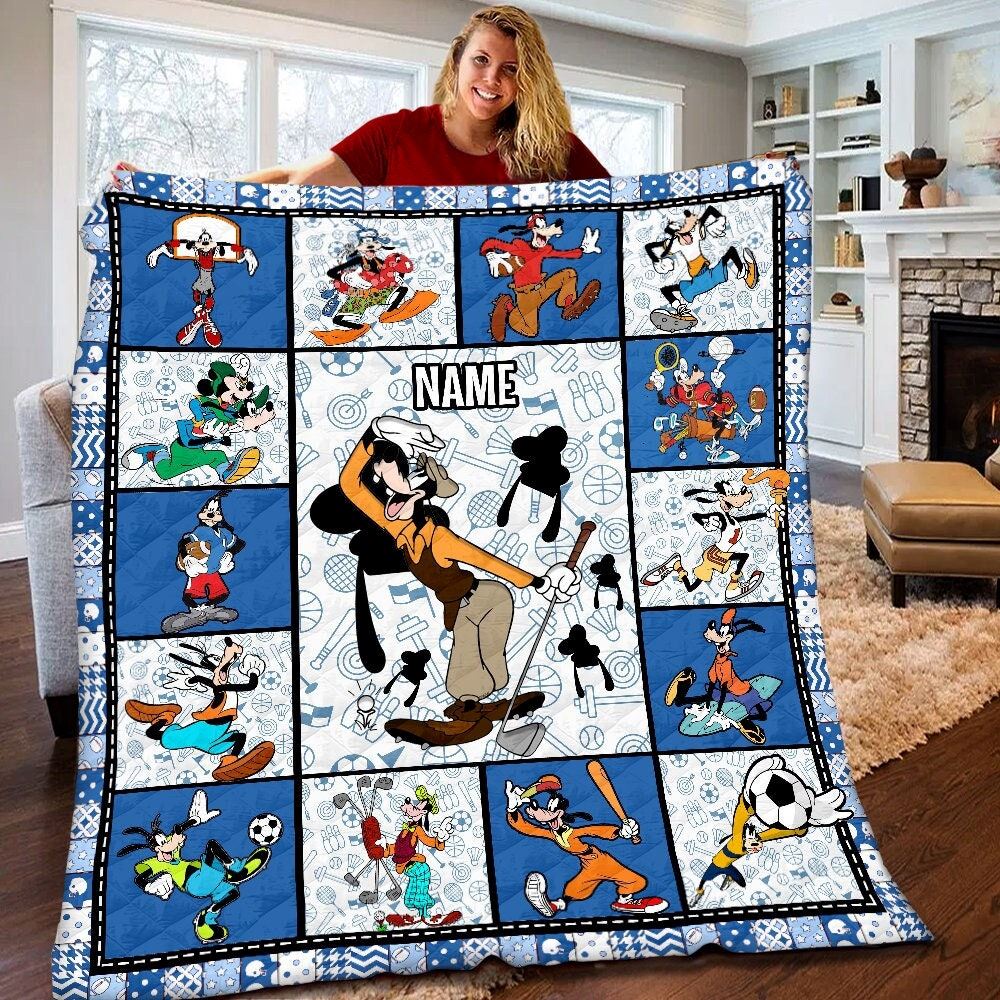 Personalized Disney Goofy Quilt Sporty Goofy Fleece Blanket Walt Disney Goofy Birthday Gifts Goofy Christmas Gift For Kids