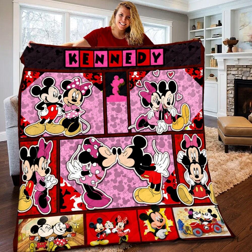 Personalized Disney Mickey Minnie Mouse Quilt Mickey Minnie Mouse Blanket Mickey Minnie Birthday Gifts Disney Christmas Gift For Kids