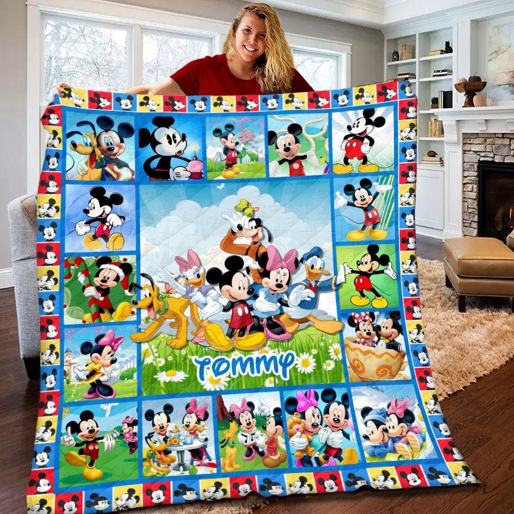 Personalized Disney Mickey Mouse And Friends Quilt Mickey Mouse Blanket Mickey Mouse Birthday Gifts Disney Christmas Gift For Kids