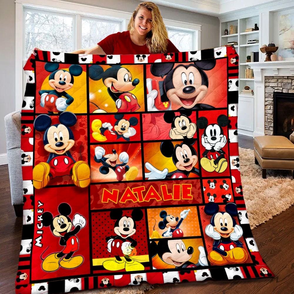 Personalized Disney Mickey Mouse Quilt Disney Mickey Blanket Mickey Mouse Birthday Gifts Disney Christmas Gift For Kids