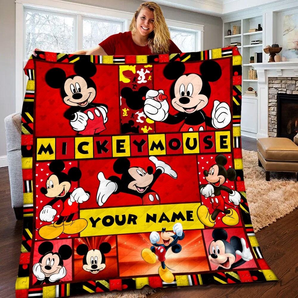 Personalized Disney Mickey Mouse Quilt Disney Mickey Blanket Mickey Mouse Birthday Gifts Disney Mickey Minnie Christmas Gift For Kids