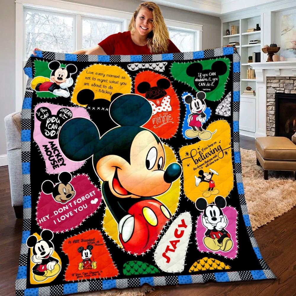 Personalized Disney Mickey Mouse Quilt Disney Mickey Blanket Mickey Mouse Birthday Gifts Disney Mickey Mouse Christmas Gift For Kids