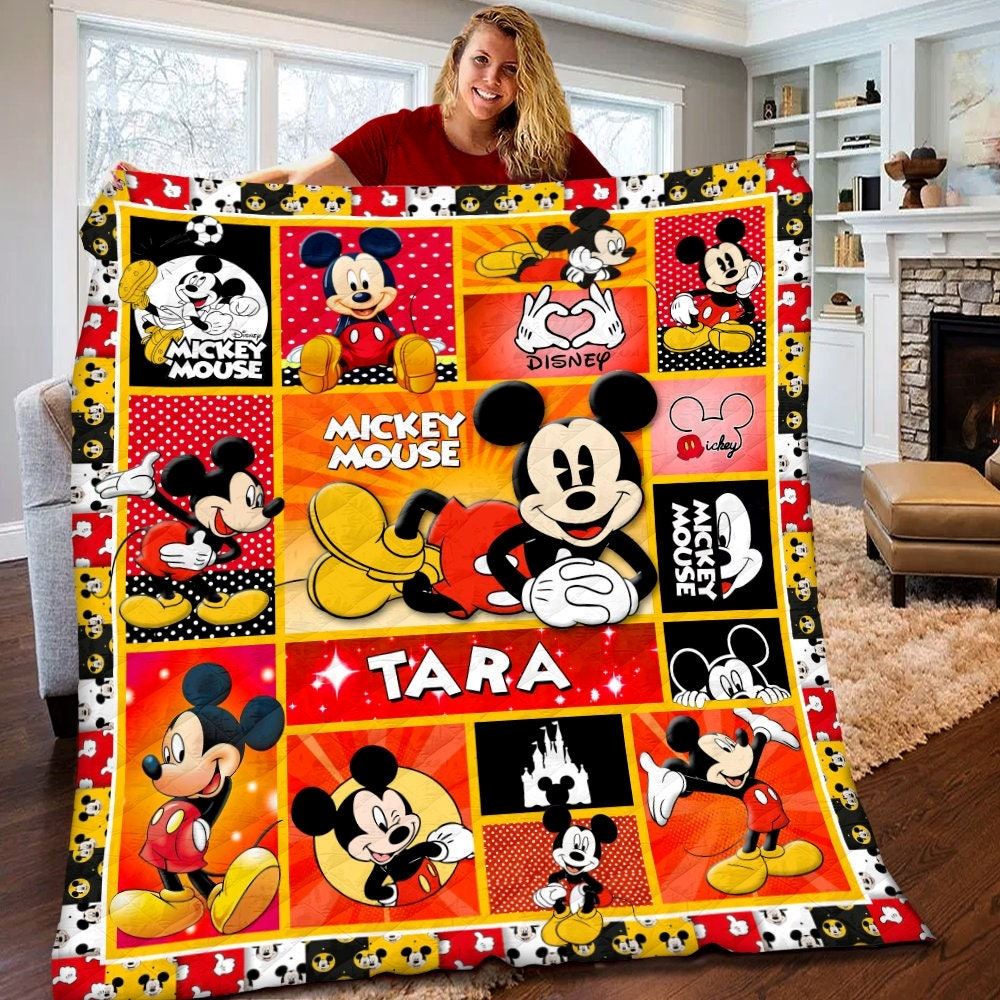 Personalized Disney Mickey Mouse Quilt Mickey Mouse Fleece Blanket Mickey Mouse Birthday Gifts Disney Christmas Gift For Kids A4qgm