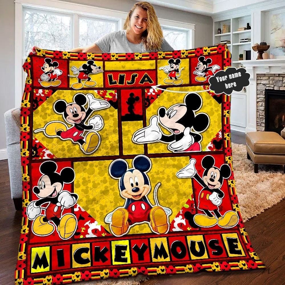 Personalized Disney Mickey Mouse Quilt Mickey Mouse Fleece Blanket Mickey Mouse Birthday Gifts Disney Christmas Gift For Kids Ddll9