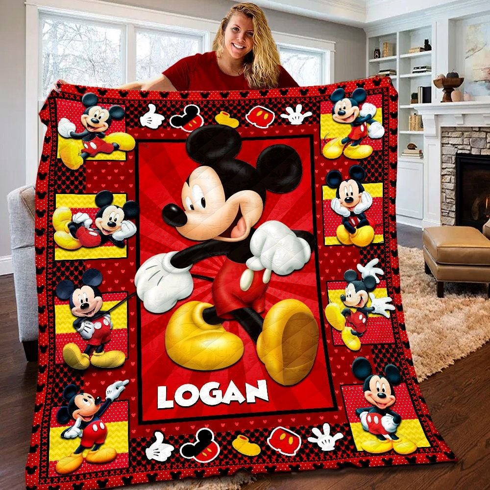 Personalized Disney Mickey Mouse Quilt Mickey Mouse Fleece Blanket Mickey Mouse Birthday Gifts Disney Christmas Gift For Kids Hudkw