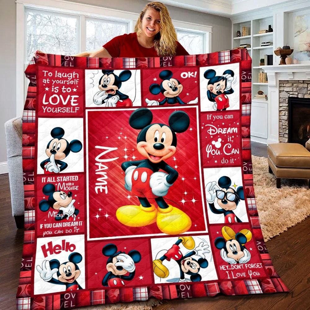 Personalized Disney Mickey Mouse Quilt Mickey Mouse Fleece Blanket Mickey Mouse Birthday Gifts Disney Christmas Gift For Kids Jkd29