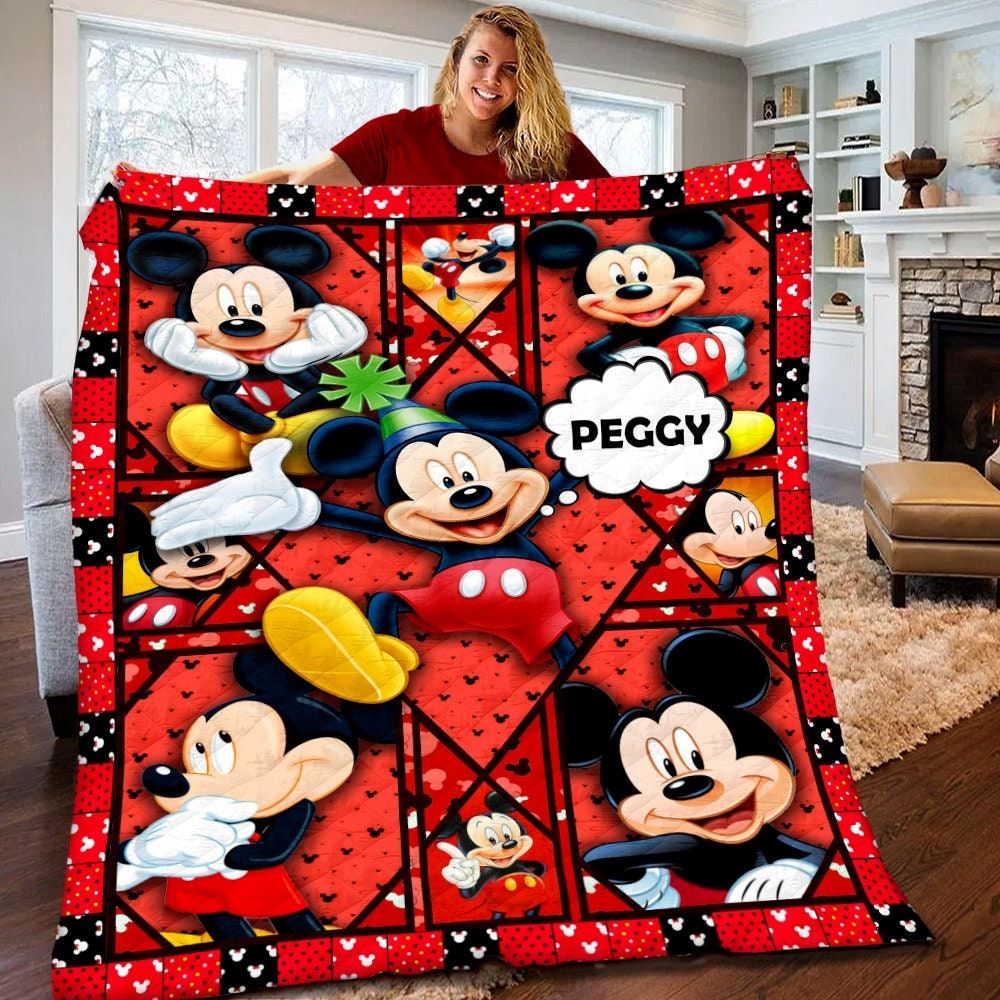 Personalized Disney Mickey Mouse Quilt Mickey Mouse Fleece Blanket Mickey Mouse Birthday Gifts Disney Christmas Gift For Kids Psale