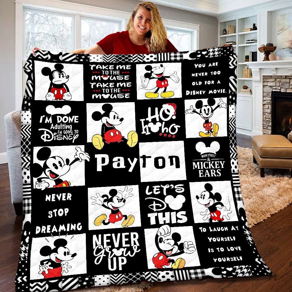 Personalized Disney Mickey Mouse Quilt Mickey Mouse Fleece Blanket Mickey Mouse Birthday Gifts Disney Christmas Gift For Kids Xxxdt