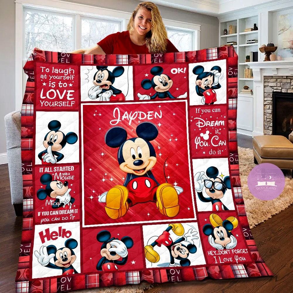 Personalized Disney Mickey Mouse Quilt Mickey Mouse Fleece Blanket Mickey Mouse Theme Party Disney Mickey Christmas Gifts For Kids