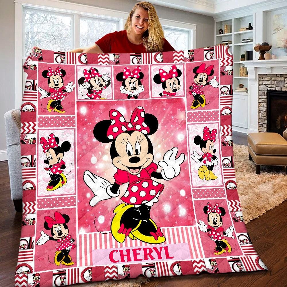 Personalized Disney Minnie Mouse Quilt Minnie Mouse Fleece Blanket Minnie Mouse Birthday Gifts Disney Christmas Gift For Kids Ip01y