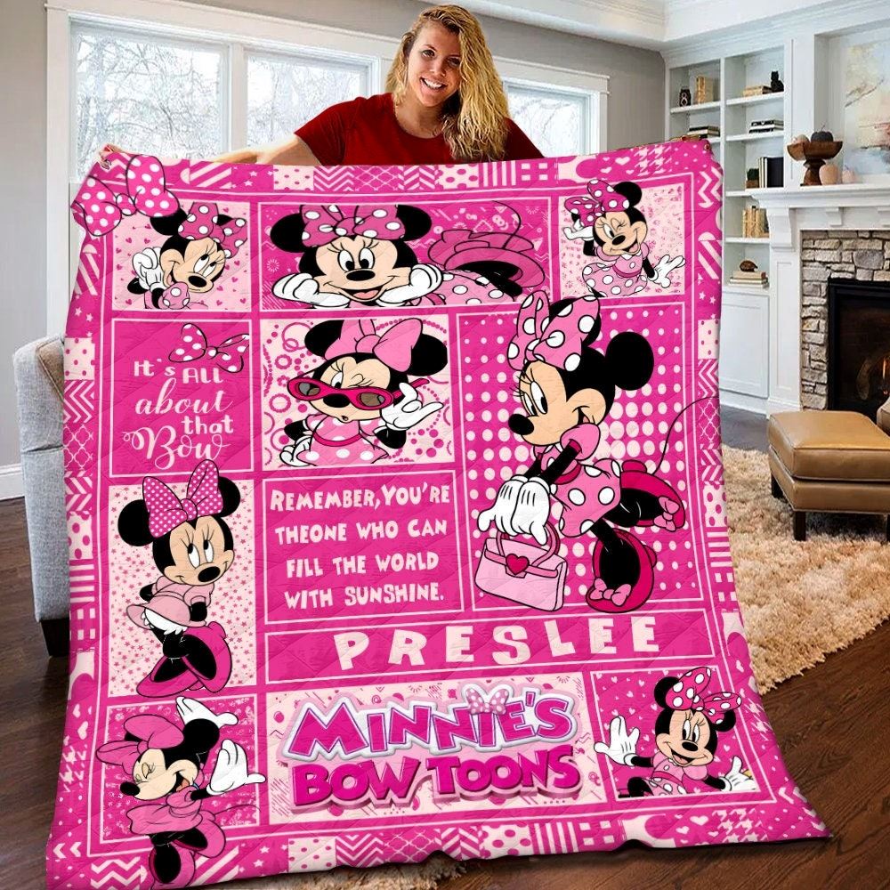 Personalized Disney Minnie Mouse Quilt Minnie Mouse Fleece Blanket Minnie Mouse Birthday Gifts Disney Christmas Gift For Kids