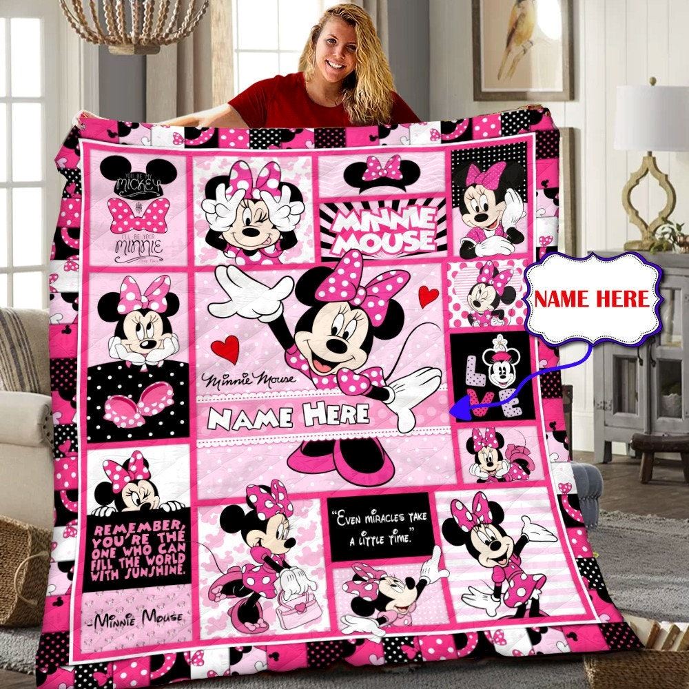 Personalized Disney Minnie Mouse Quilt Minnie Mouse Fleece Blanket Minnie Mouse Birthday Theme Party Disney Christmas Gift For Kids Wxwd6