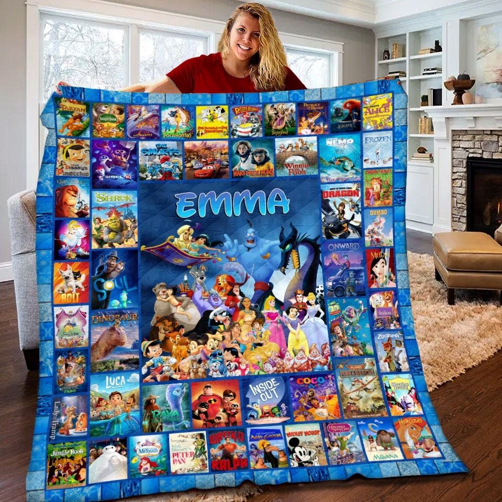 Personalized Disney Movies Quilt Walt Disney Fleece Blanket Walt Disney Characters Birthday Gifts Disney Christmas Gift For Kids