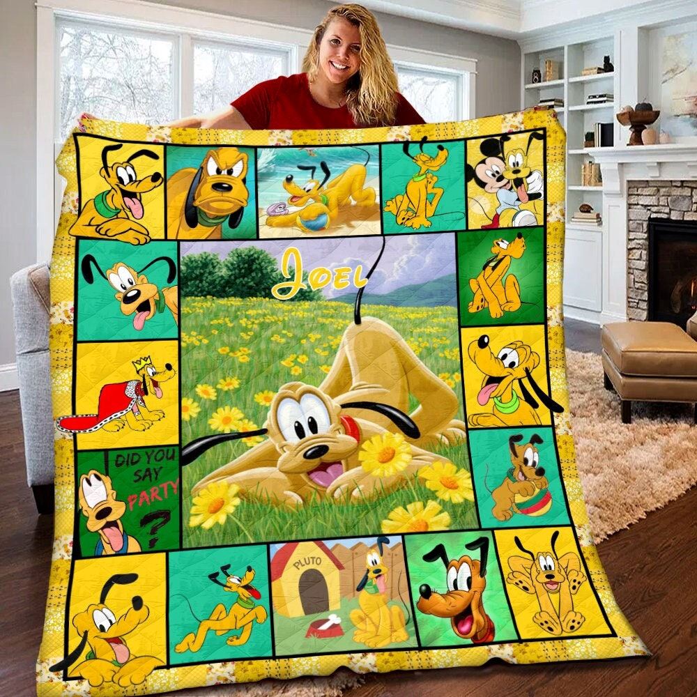 Personalized Disney Pluto Blanket Pluto Quilt Disney Pluto Birthday Theme Party Pluto Christmas Gift For Kids