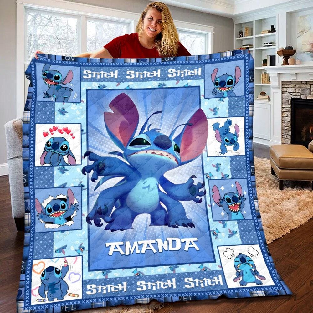 Personalized Disney Stitch Quilt Disney Lilo And Stitch Blanket Disney Stitch Birthday Gifts Disney Stitch Christmas Gifts For Kids 8wzmx