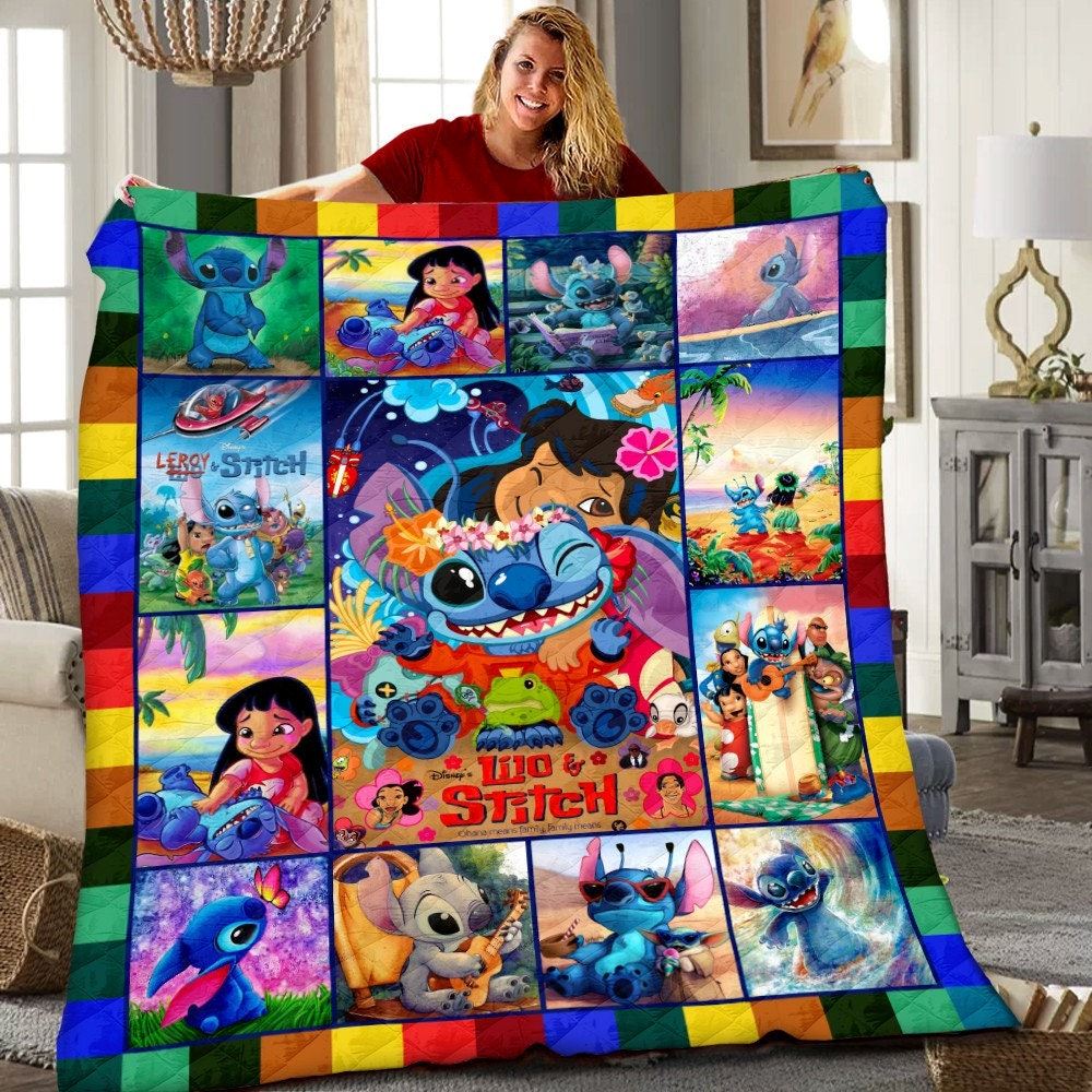 Personalized Disney Stitch Quilt Disney Lilo And Stitch Blanket Disney Stitch Birthday Gifts Disney Stitch Christmas Gifts For Kids Kwk77