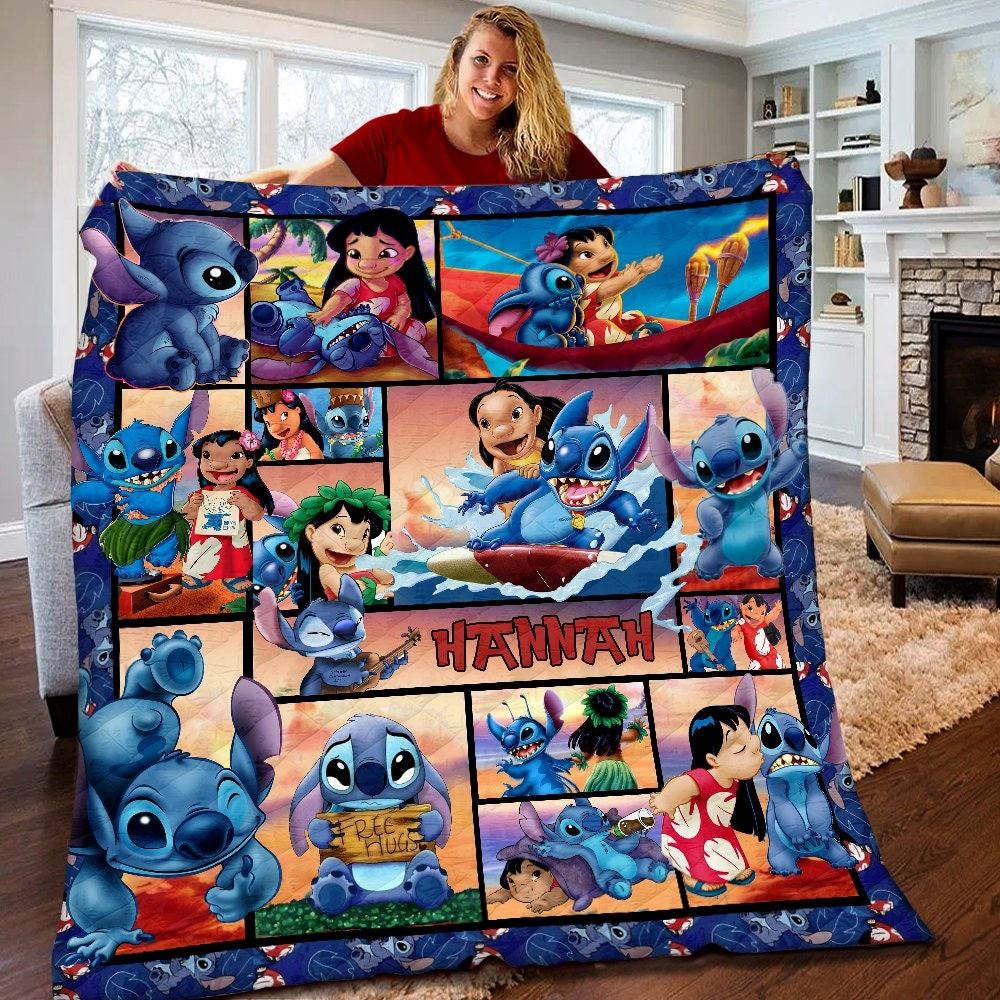 Personalized Disney Stitch Quilt Disney Lilo And Stitch Blanket Disney Stitch Birthday Gifts Disney Stitch Christmas Gifts For Kids S3emx