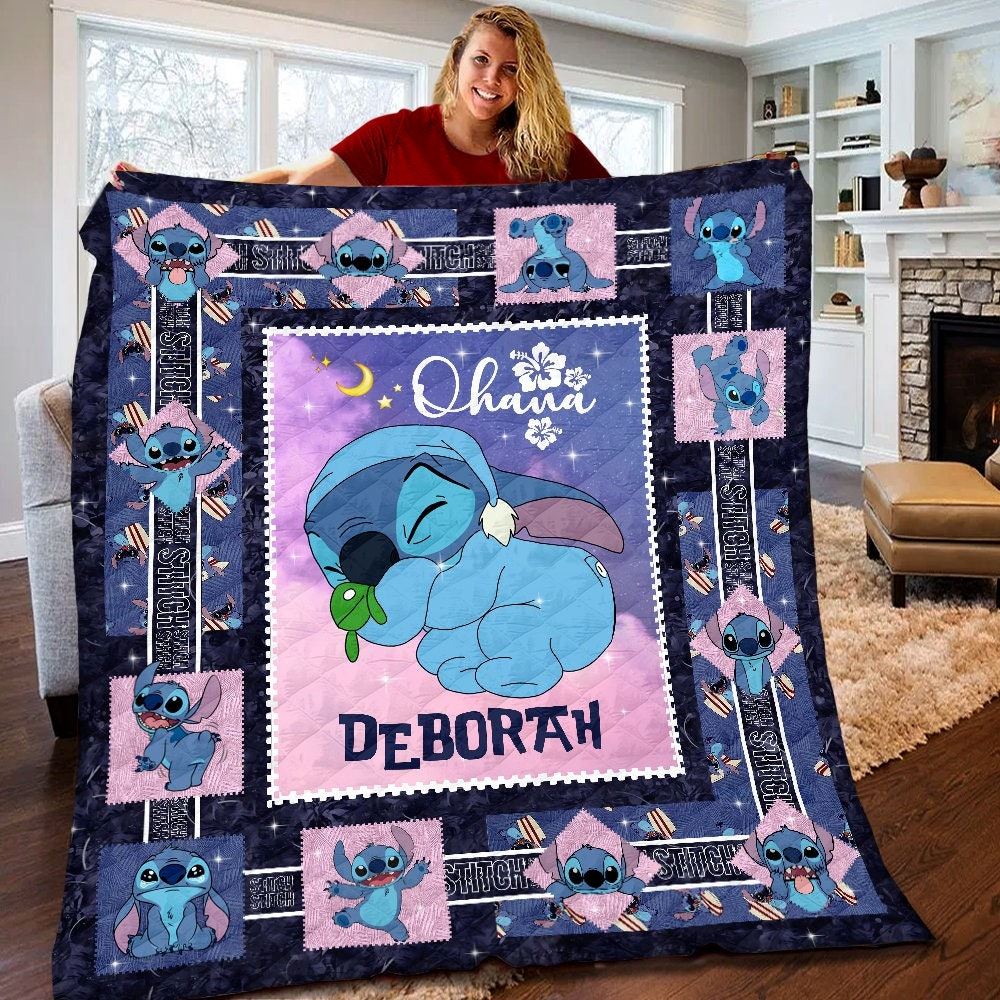 Personalized Disney Stitch Quilt Disney Lilo And Stitch Blanket Disney Stitch Birthday Gifts Disney Stitch Christmas Gifts For Kids