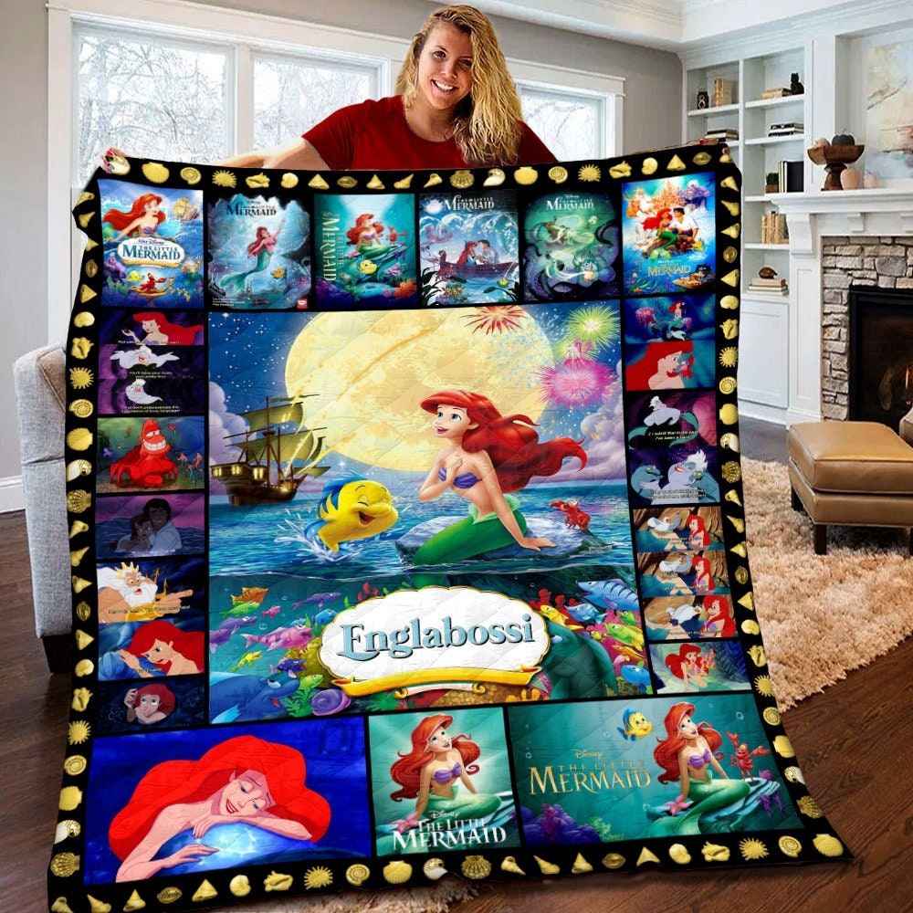 Personalized Disney The Little Mermaid Quilt Ariel Princess Fleece Blanket Disney Princess Birthday Gift Christmas Gift For Kids Girls 2wdb7