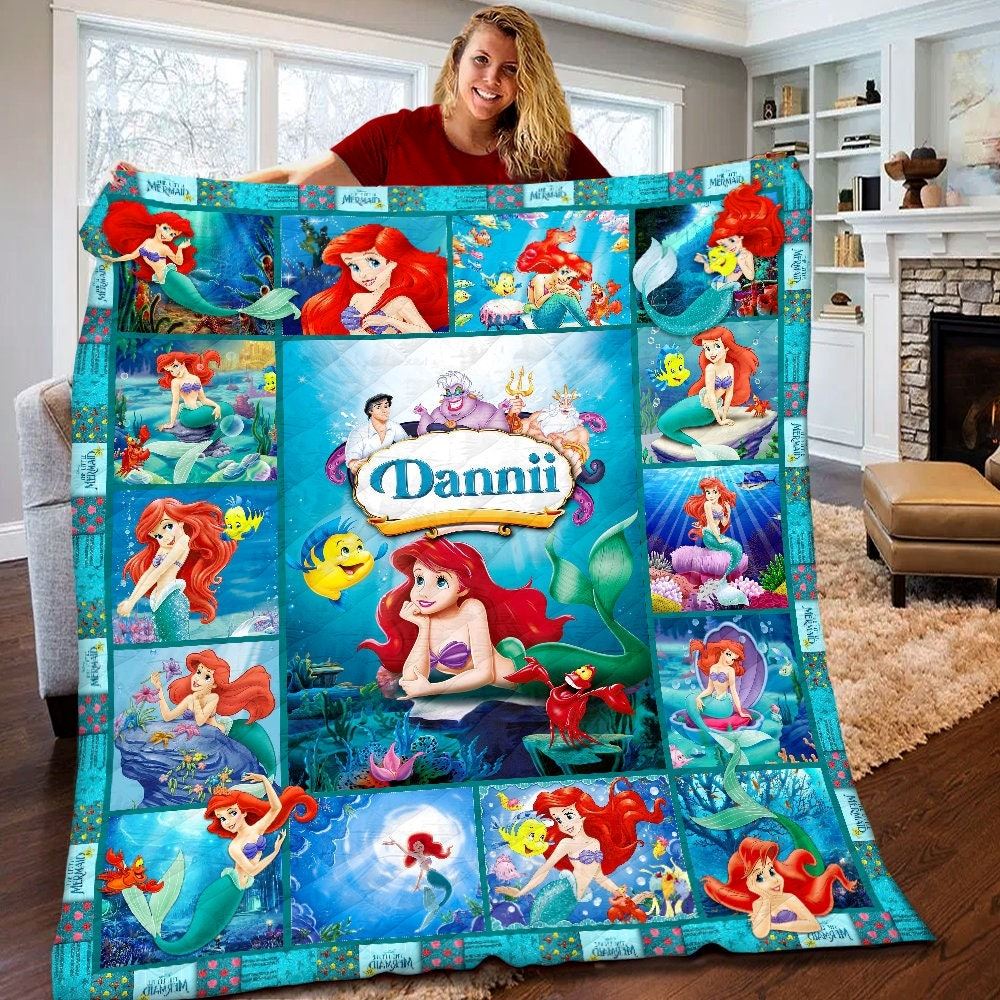 Personalized Disney The Little Mermaid Quilt Ariel Princess Fleece Blanket Disney Princess Birthday Gifts Christmas Gift For Kids